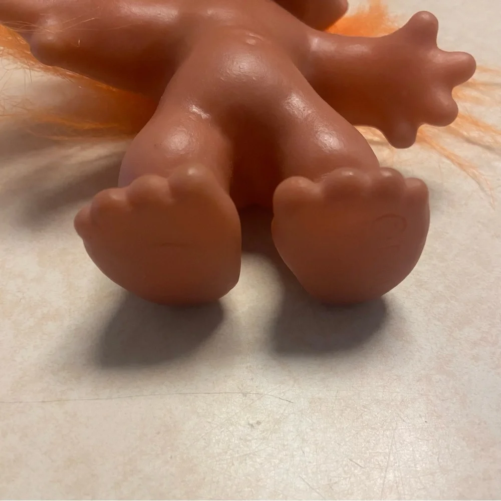 Vintage Troll Doll DAM 1986 Orange Hair 5” Nude No Clothes Ugly Doll Kitchsy
